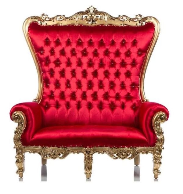 Red Velvet and Gold Adult Throne Loveseat