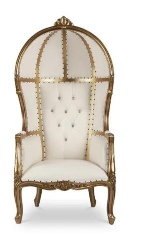 White and Gold Adult Basket Throne Chair