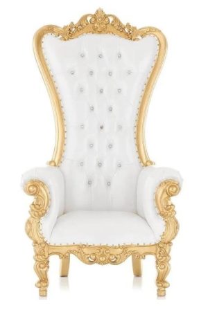 White and Gold Adult Throne Chair