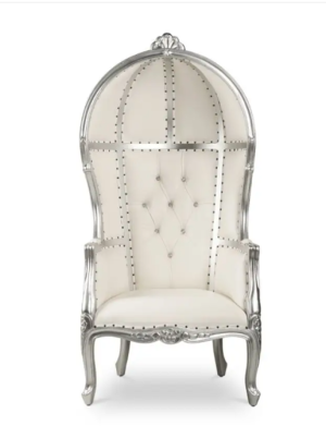 White and Silver Adult Basket Throne Chair