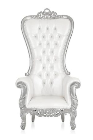 White and Silver Adult Throne Chair